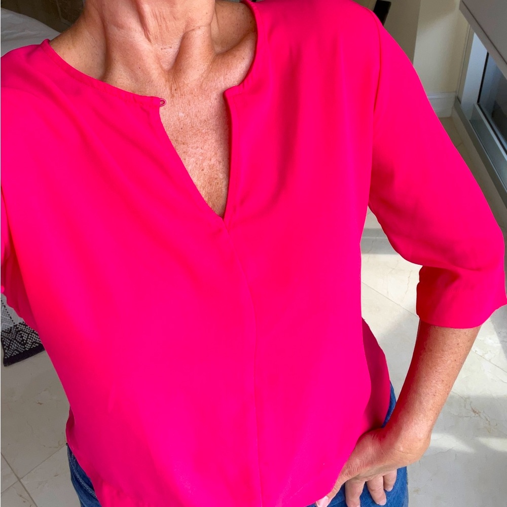 Zara Fucsia Blouse Size M. 3/4 sleeve.